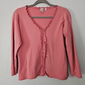 VTG Y2k Balletcore Women Large Stretch Pink Ribbed Long Sleeve Top Coquette